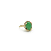 Anello diagonale di giada ovale con diamante (14K) - Popular Jewelry - New York