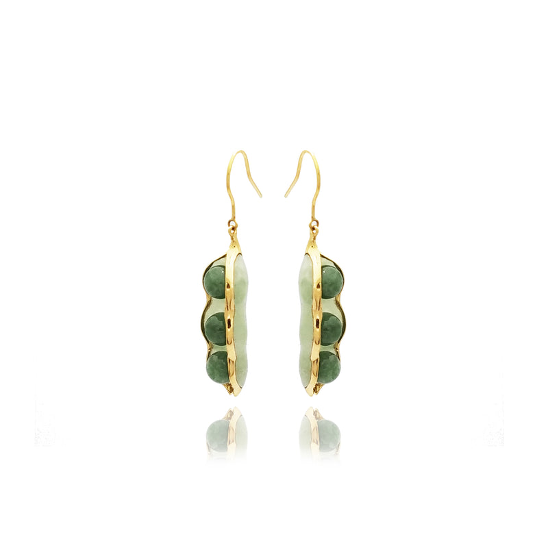 Jade Peapod Hanging Earrings (14K) side - Popular Jewelry - New York