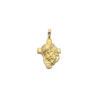 Jesus Head and Cross Pendant small (14K) front - Popular Jewelry - New York