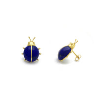 Lapis Lazuli Ladybug Diş Sırğalar (14K)