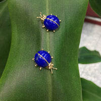 Lapis Lazuli Ladybug Diş Sırğalar (14K)