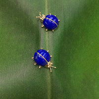 Lapis Lazuli Ladybug Diş Sırğalar (14K)