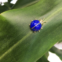 Lapis Lazuli Ladybug Diş Sırğalar (14K)