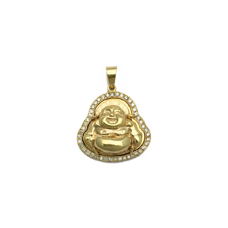Laughing Buddha Diamond Yellow Gold Pendant (14K) front - Popular Jewelry - New York