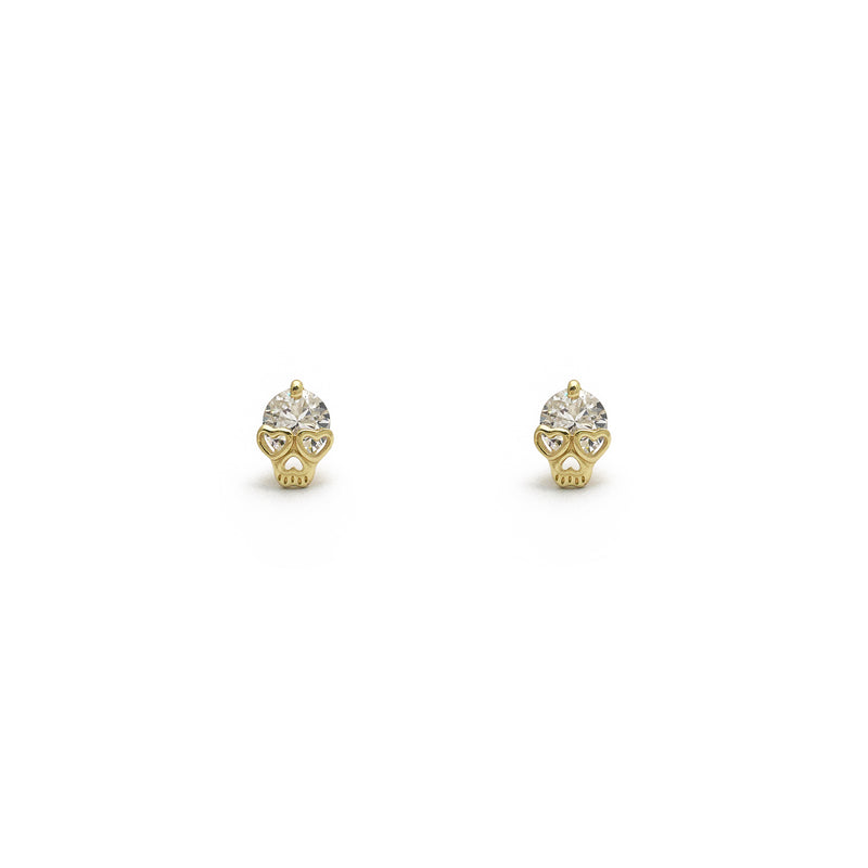 Lovey-Dovey Skull Stud Earrings (14K) front - Popular Jewelry - New York