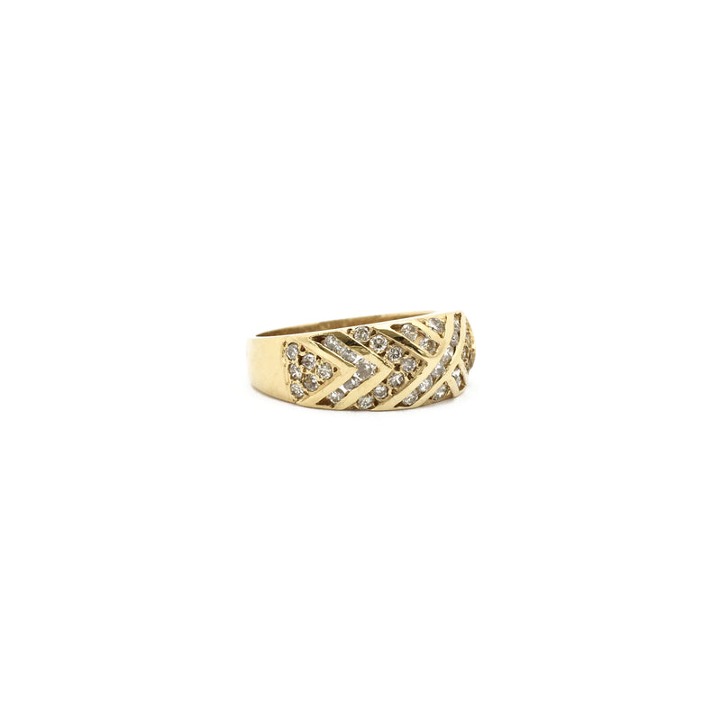 Multi-Diamond Crossover Ring (14K) front 2 - Popular Jewelry - New York