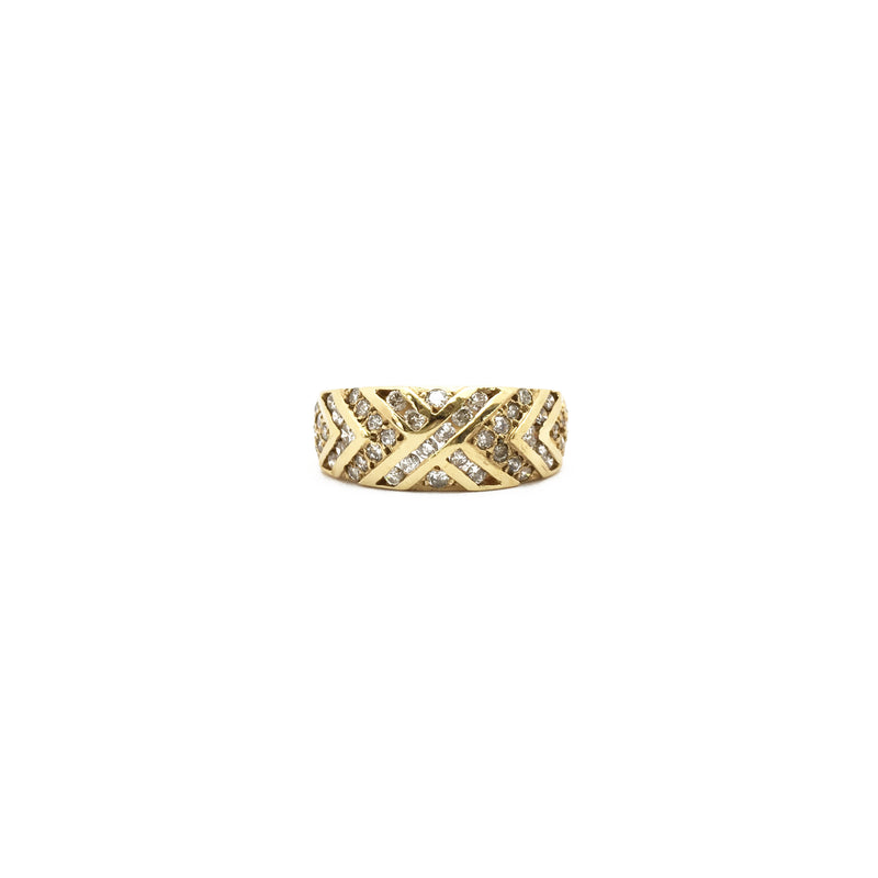 Multi-Diamond Crossover Ring (14K) front - Popular Jewelry - New York