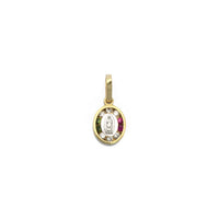 Our Lady of Guadalupe Two-Tone Oval CZ Pendant Small (14K) front - Popular Jewelry - New York