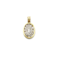 Our Lady of Guadalupe Two-Tone Oval White CZ Pendant (14K) front - Popular Jewelry - New York