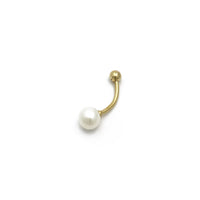 Diagonal Pearl Curved Barbell Piercing (14K) - Popular Jewelry - New York