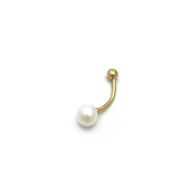 Pearl Curved Barbell Piercing (14K) diagonal - Popular Jewelry - New York