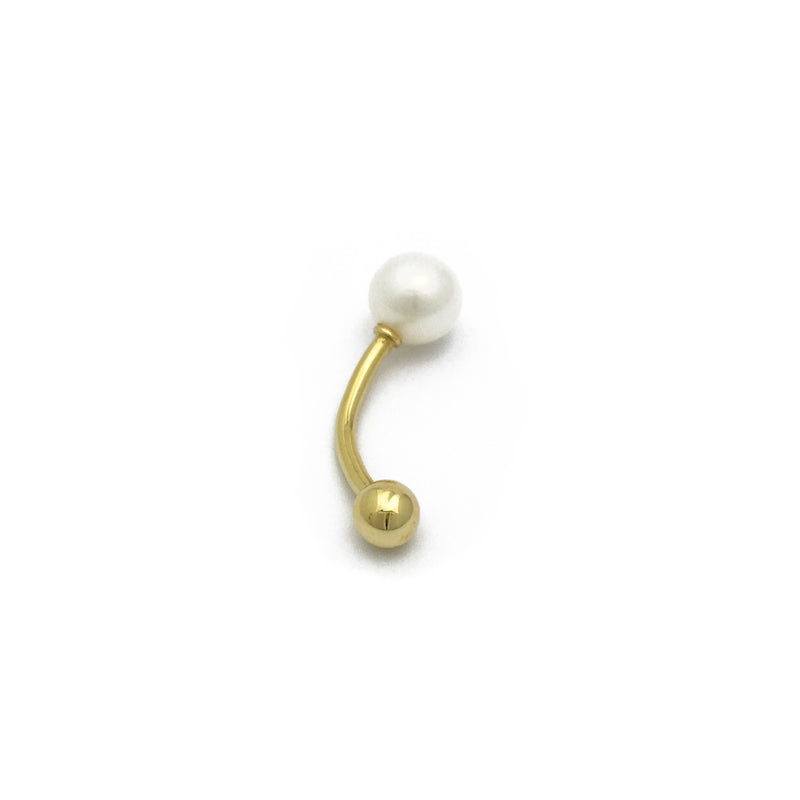 Pearl Curved Barbell Piercing (14K) front - Popular Jewelry - New York