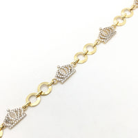 Queen Crown CZ Bracelet (14K) diagonal - Popular Jewelry - New York