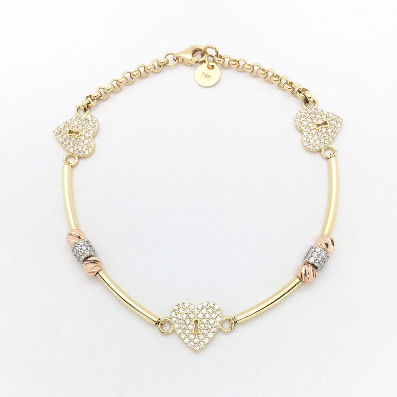 Queen Crown CZ Bracelet (14K) main - Popular Jewelry - New York