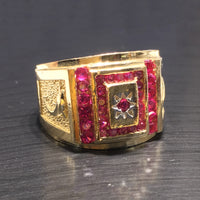 Radiant Pink Sun and Dolphins CZ Ring (14K) front - Popular Jewelry - New York