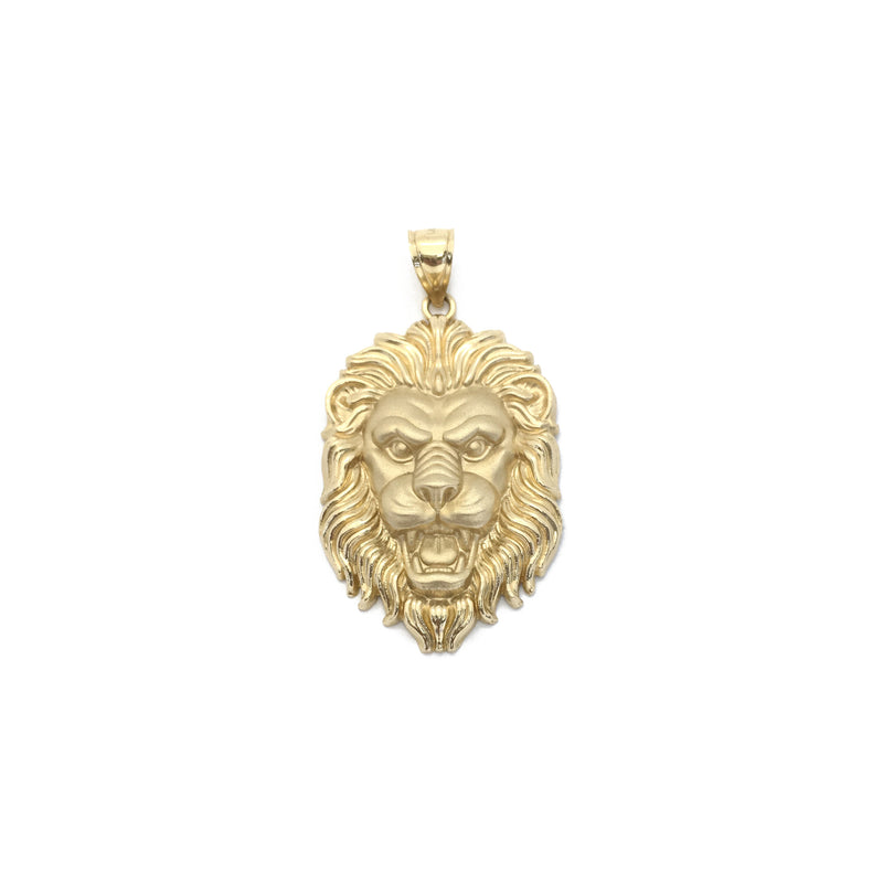 Roaring Lion Head Pendant medium (14K) front - Popular Jewelry - New York