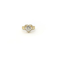 Round CZ Heart Halo Ring (14K) front - Popular Jewelry - New York