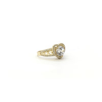 圆形CZ心形光环戒指（14K）侧- Popular Jewelry  - 纽约