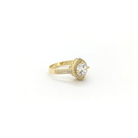 Round CZ Rhombus Halo Ring (14K) side - Popular Jewelry - New York