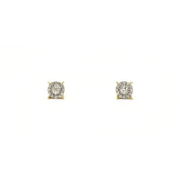 Clous d'oreilles halo de diamants ronds (14K) devant - Popular Jewelry - New York