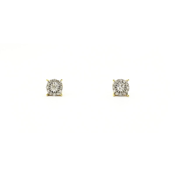 Round Diamond Halo Stud Earrings (14K) front - Popular Jewelry - New York