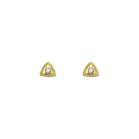 Round Diamond Triangular Stud Earrings (14K) front - Popular Jewelry - New York
