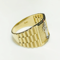 Santa Muerte Diamond and Rolex Cut Ring (14K) - Popular Jewelry