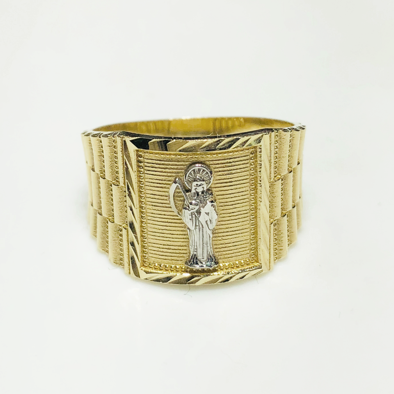 Santa Muerte Diamond and Rolex Cut Ring (14K) - Popular Jewelry