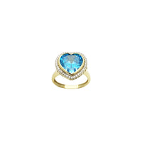 Sky Blue Heart CZ Halo Ring (14K) front - Popular Jewelry - New York