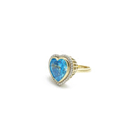 Sky Blue Heart CZ Halo Ring (14K) side - Popular Jewelry - New York