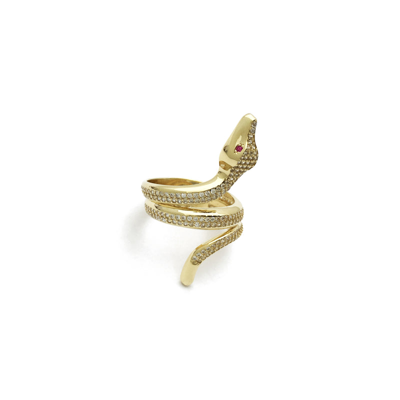 Snake Wrap CZ Ring (14K) diagonal - Popular Jewelry - New York