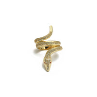 Snake Wrap CZ Ring (14K) front - Popular Jewelry - New York