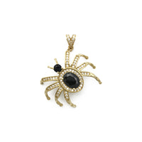 Spider CZ Pendant Black (14K) front - Popular Jewelry - New York
