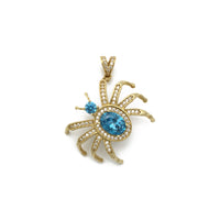 Spider CZ Pendant Light Blue (14K) front - Popular Jewelry - New York