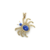 Spider CZ Pendant Navy Blue (14K) front - Popular Jewelry - New York