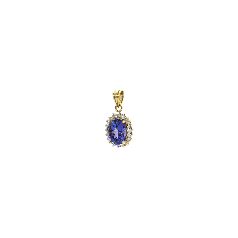 Tanzanite Diamond Halo Oval Pendant (14K) side 1 - Popular Jewelry - New York