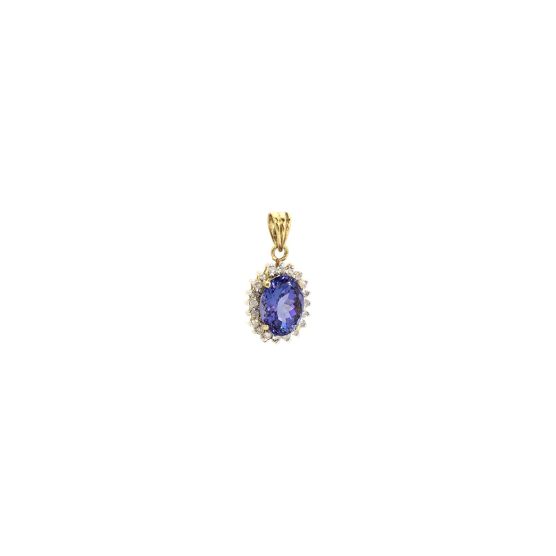 Tanzanite Diamond Halo Oval Pendant (14K) side 2 - Popular Jewelry - New York