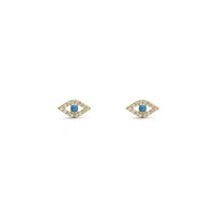 Turquoise Evil Eye CZ Stud Earrings kuning (14K) depan - Popular Jewelry - New York