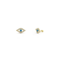 Turquoise Evil Eye CZ Stud Earrings yellow (14K) main - Popular Jewelry - New York