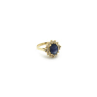 Vintage Oval Sapphire Diamond Halo Ring (14K) diaqonaldır - Popular Jewelry - Nyu-York
