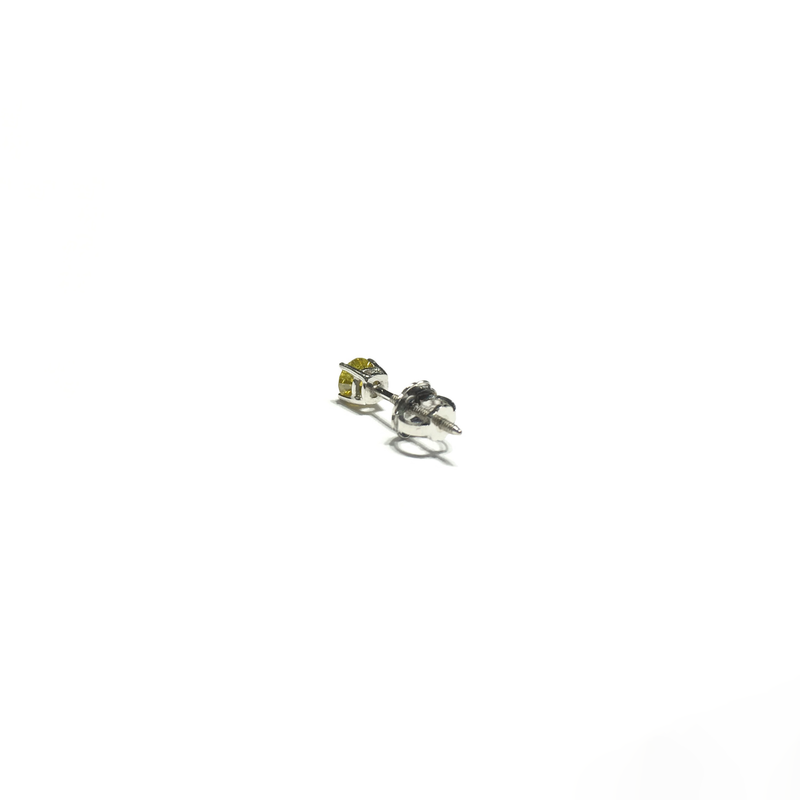 Yellow Diamond Stud Earring (14K) back - Popular Jewelry - New York