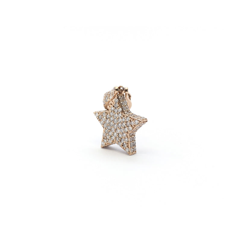 Diamond Iced Star Pendant rose (14K) front - Popular Jewelry - New York