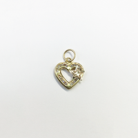 Heart Frame and Star CZ Pendant (14K) front - Popular Jewelry - New York