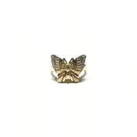 Tri-Color Butterfly CZ hringur (14K) að framan - Popular Jewelry - Nýja Jórvík