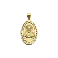 Sacred Heart of Jesus CZ Oval Pendant (14K) front - Popular Jewelry - New York