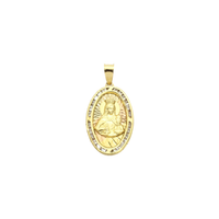 Saint Barbara CZ ovális medál (14K) elülső - Popular Jewelry - New York