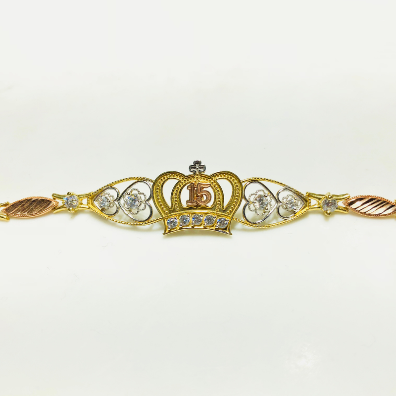 Quinceañera Tri-Color Bracelet (14K) - Popular Jewelry