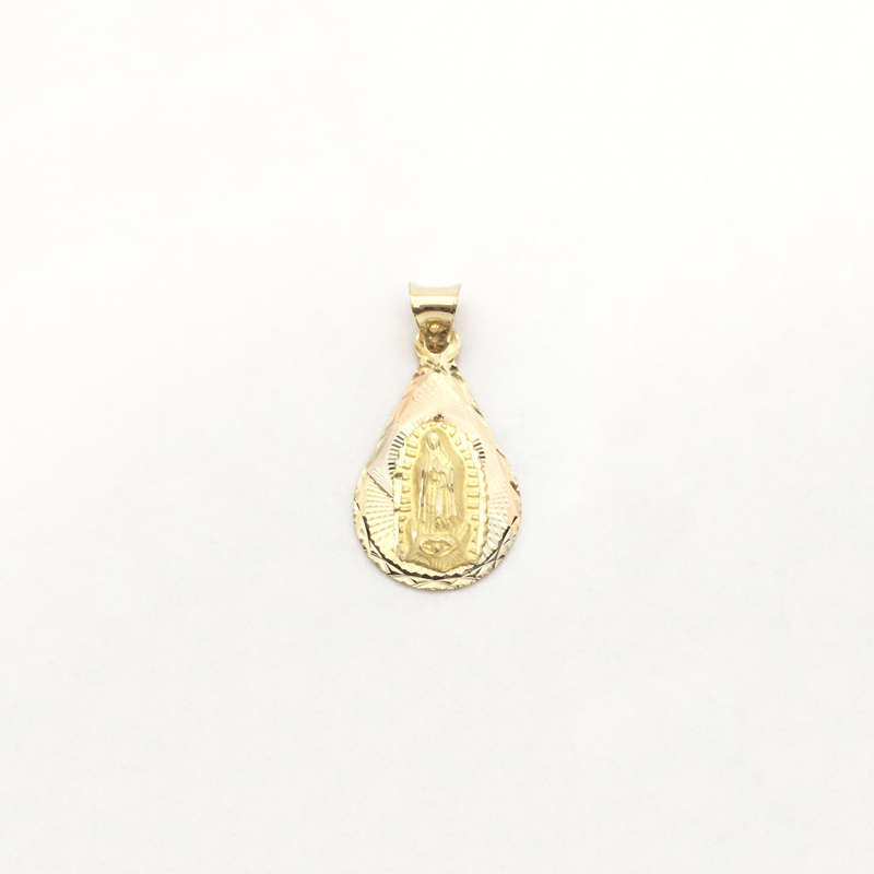 Our Lady of Guadalupe Tri-color Teardrop Pendant (14K) – Popular J