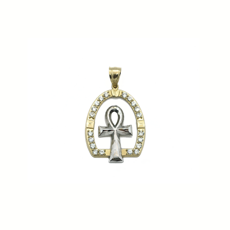 Ankh Over Arch CZ Pendant (14K) front - Popular Jewelry - New York