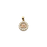 Tizenöt Quinceanera CZ keretes medál (14K) elülső - Popular Jewelry - New York